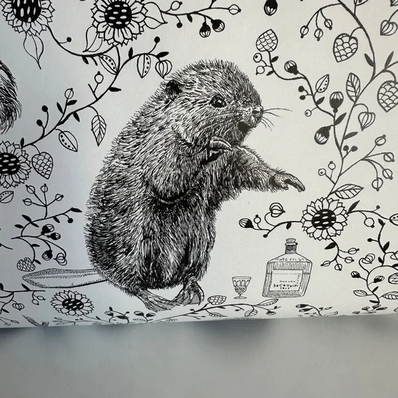 RESERVED!! Anthropologie Wallpaper Floral Animals Henriette Black White York - Picture 8 of 15